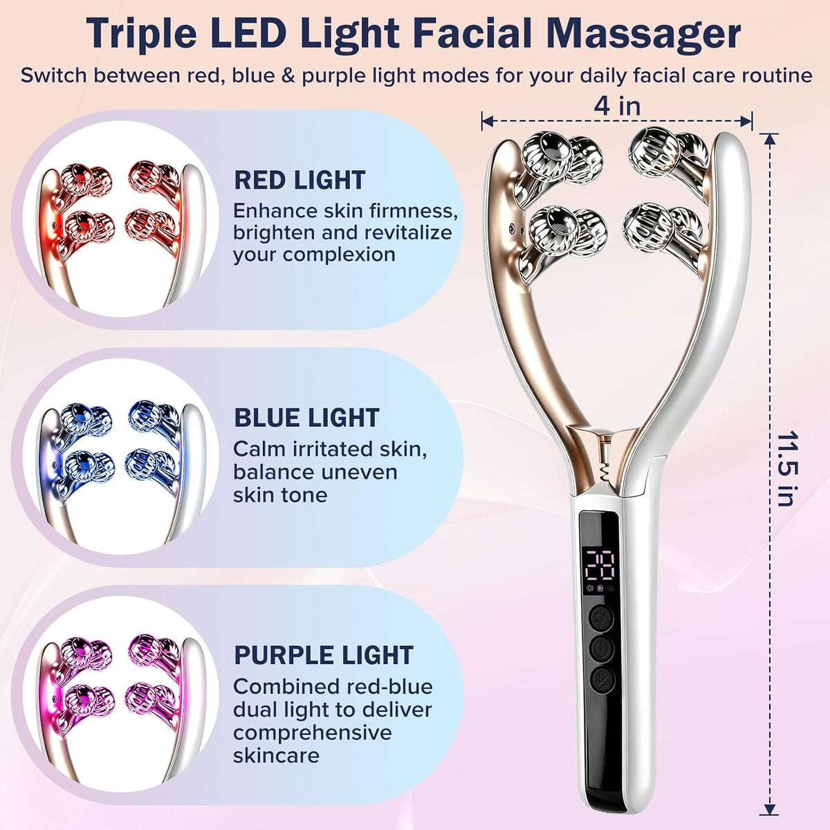 Getwal Masajeador facial, rodillo facial TMJ y herramienta de masaj...