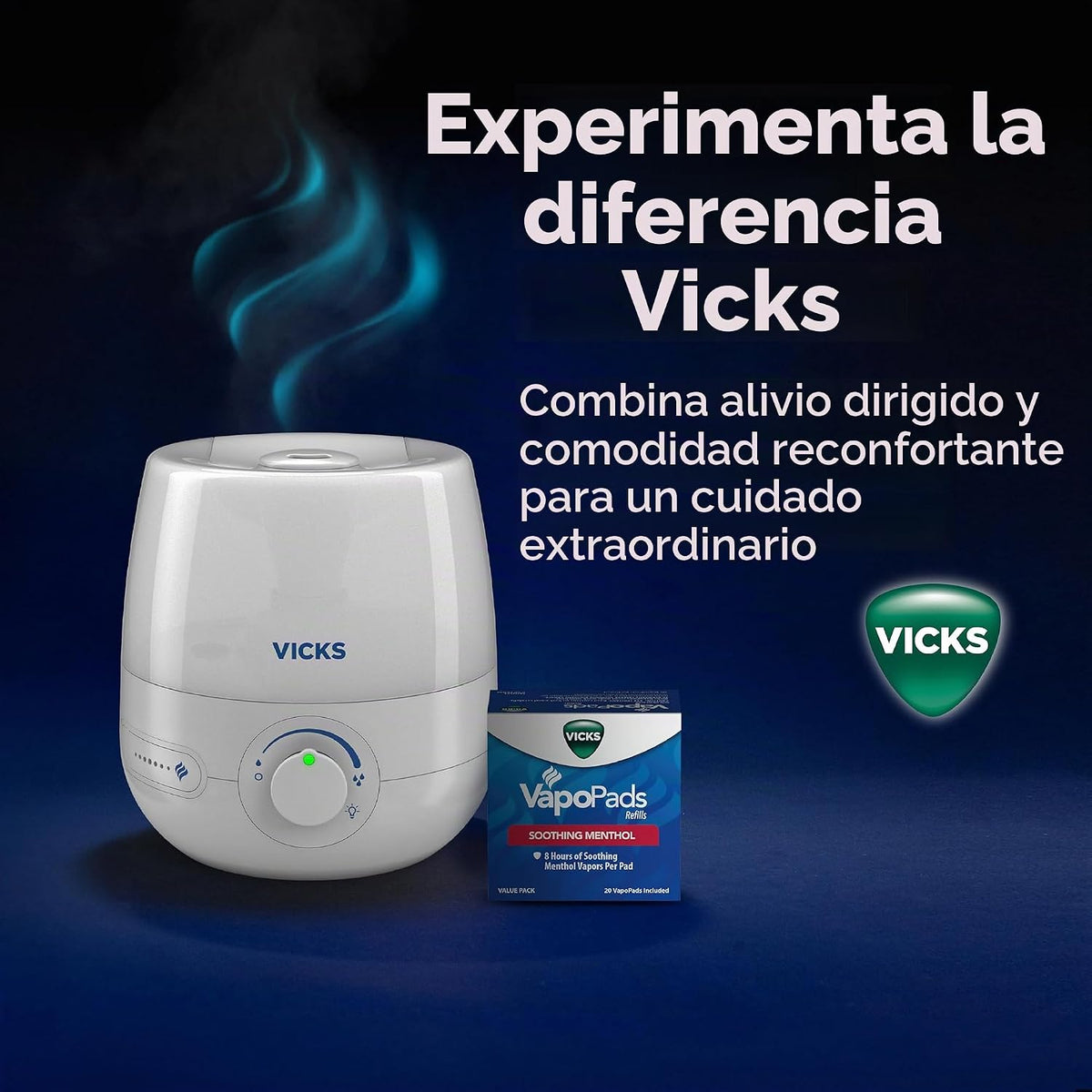 Vicks NaturalCare Humidificador ultrasónico de niebla fría (VUL530)...