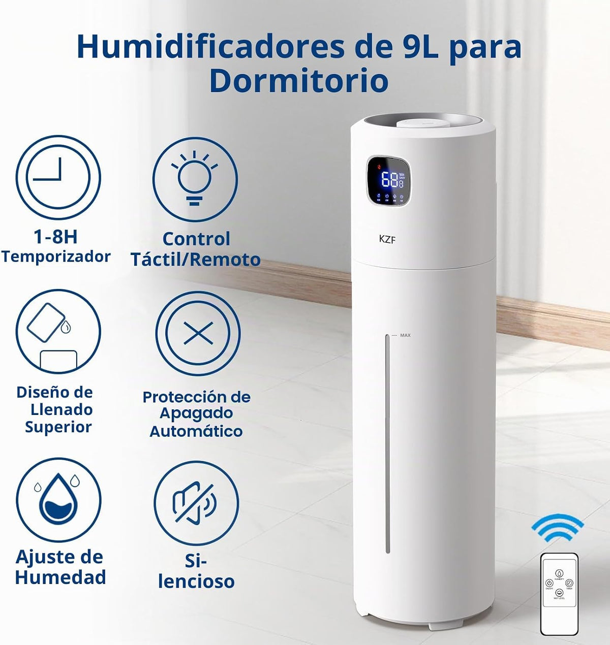 KZF Humidificador grande para dormitorio | Función de llenado super...