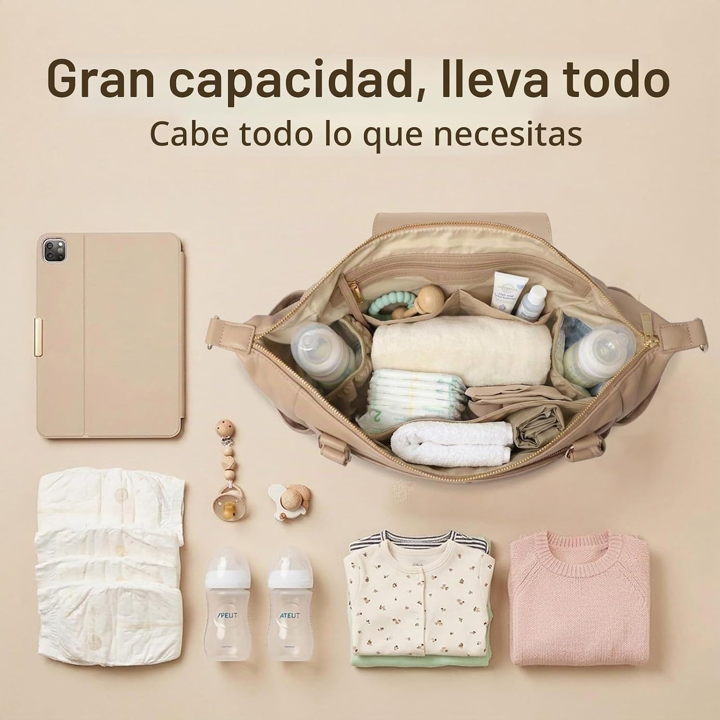 Omanmoli Bolsa de pañales Tote Bolso de pañales de cuero Mochila Bo...