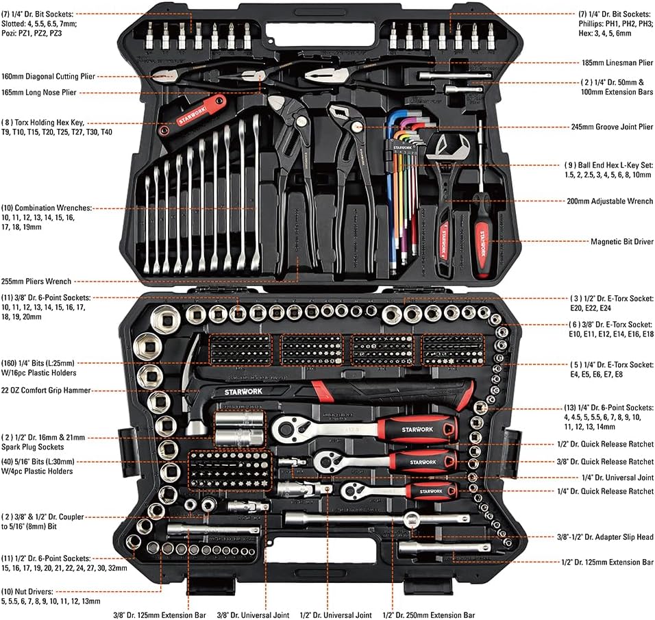 STARWORK TRUE MECHANIC™ Juego de herramientas mecánicas de 324 piez...