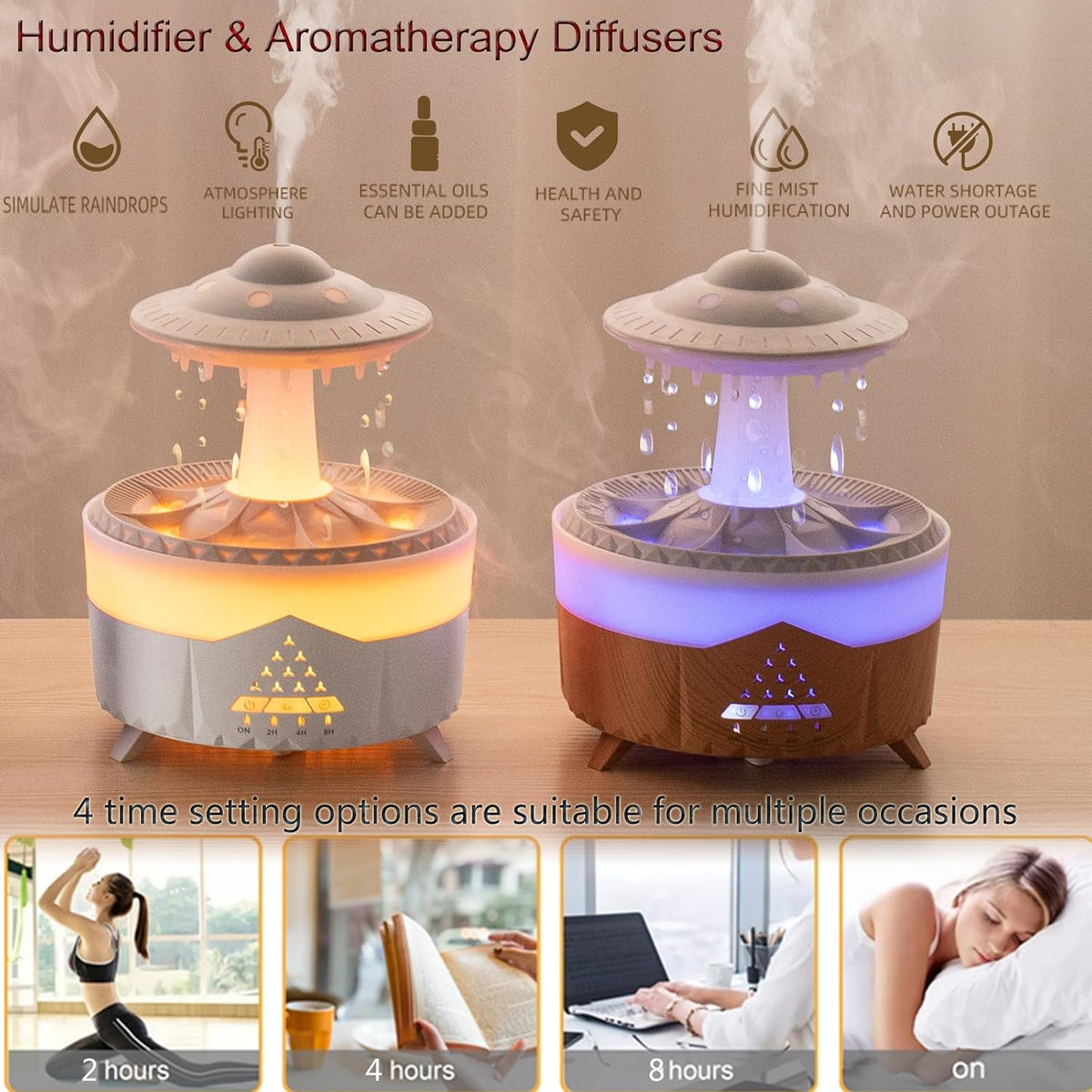 Humidificador de Gota de Lluvia para Dormitorio Habitación Grande -...