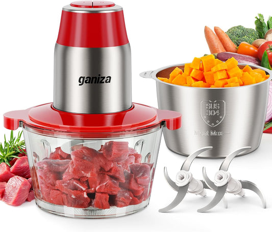 Ganiza - Procesadores de alimentos con 2 cuencos, picadora de carne...