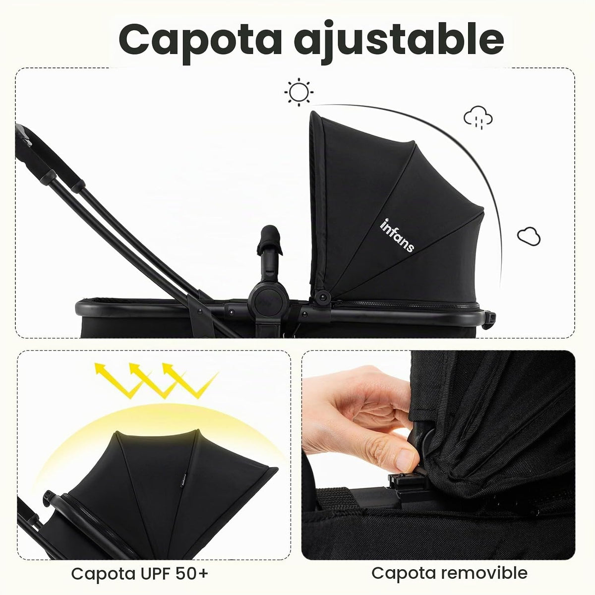 INFANS Cochecito de bebé 2 en 1, cochecito convertible con moisés,...
