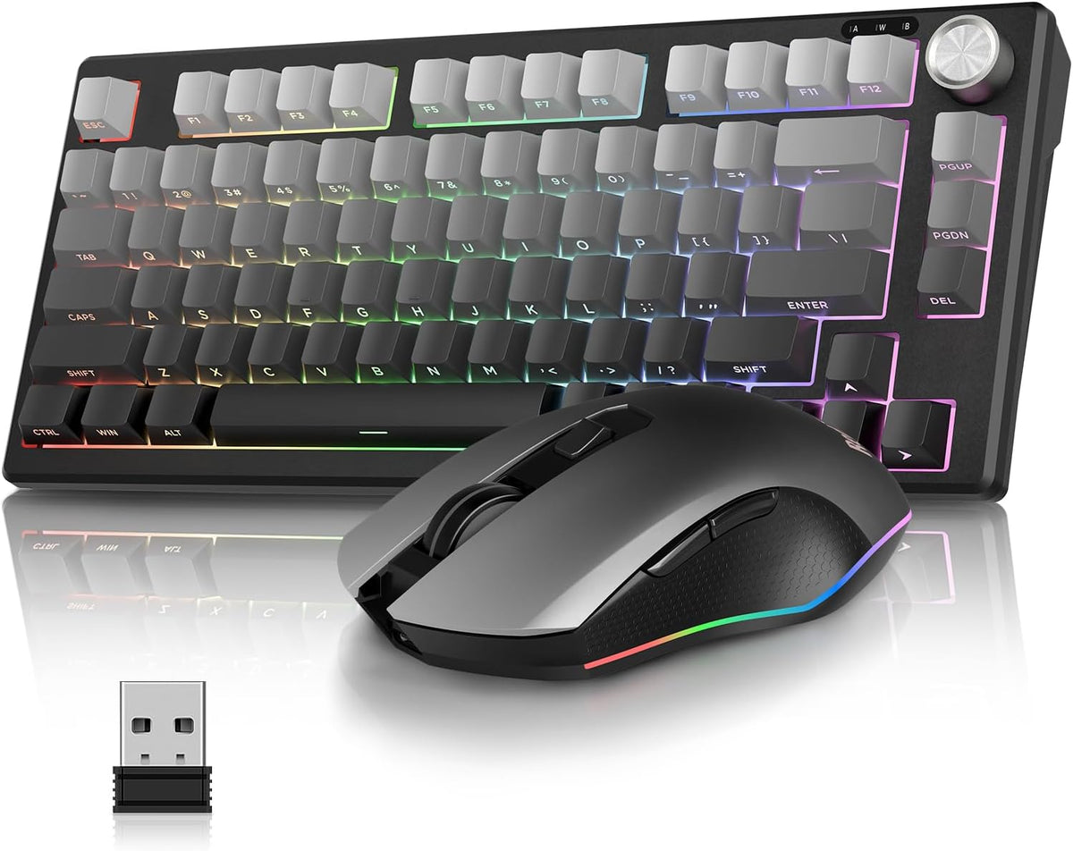 RedThunder K75 Combo de teclado y mouse de membrana inalámbrica, te...