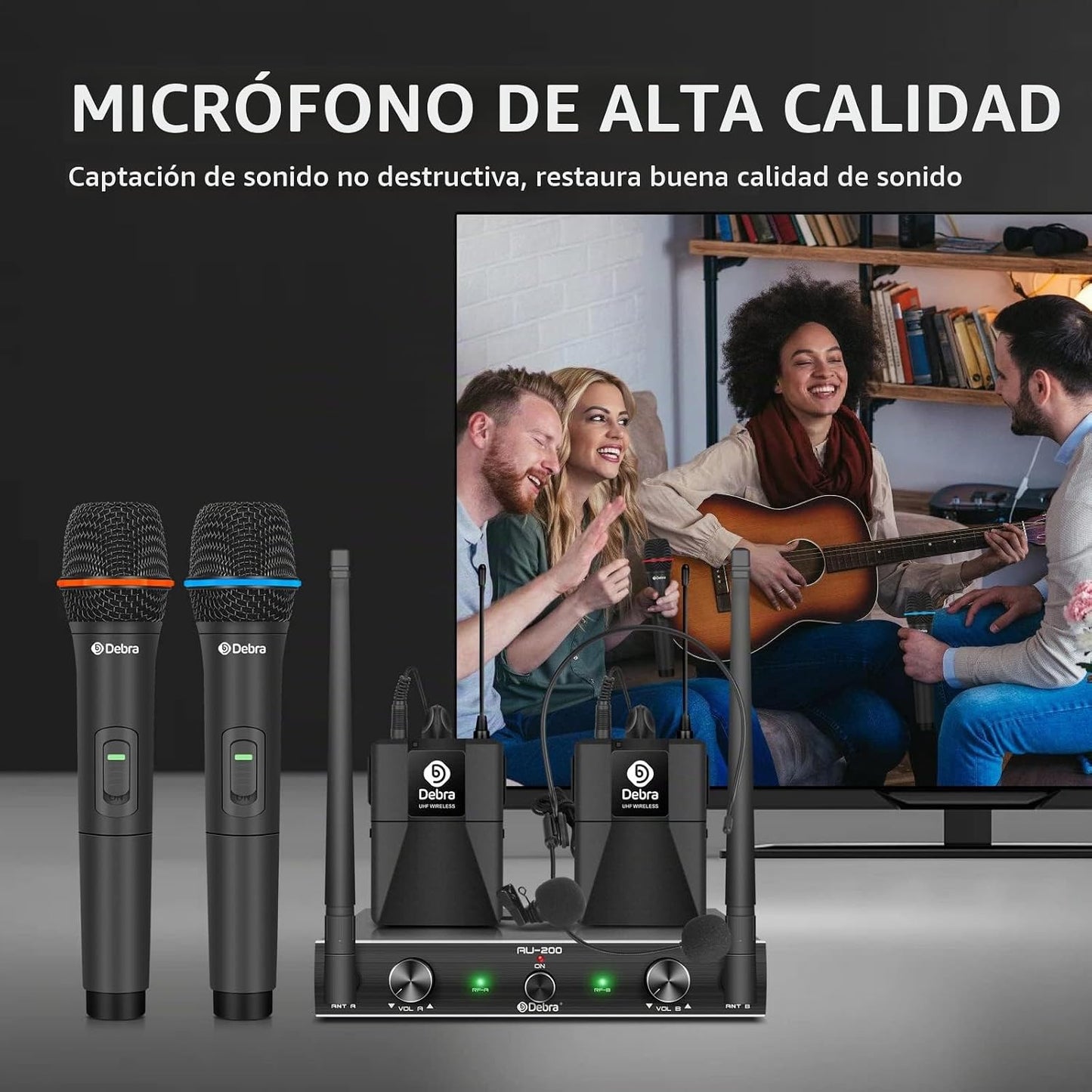 D Debra Audio AU200 Pro UHF Sistema de micrófono inalámbrico de 2 c...