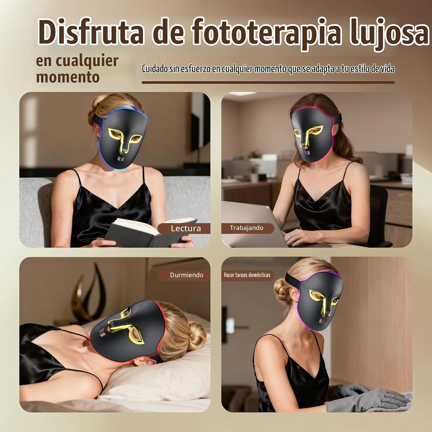 FSA - Máscara de terapia de luz roja para cara, 4 modos HSA LED, te...