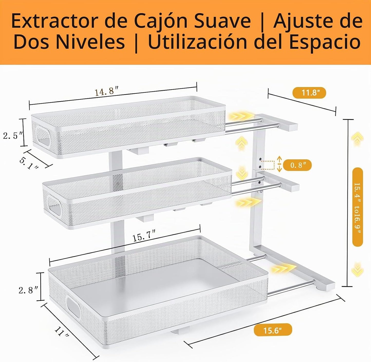 Organizador para debajo del fregadero, paquete de 2 organizadores d...