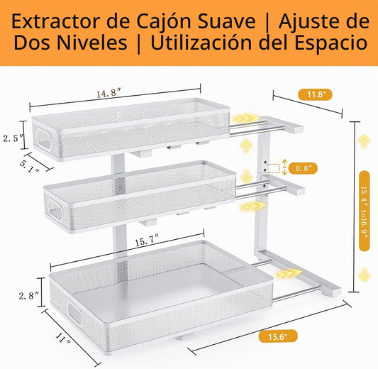 Organizador para debajo del fregadero, paquete de 2 organizadores d...