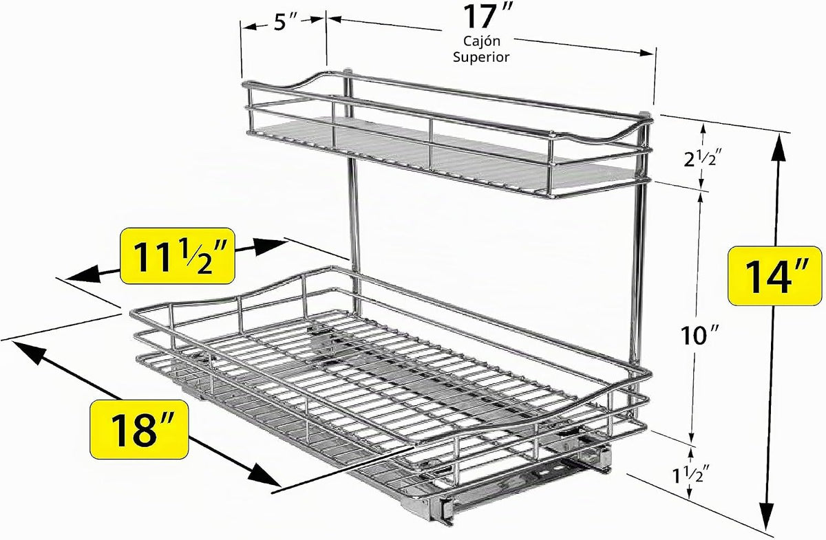 LYNK PROFESSIONAL® Organizador de gabinete de cocina extraíble deba...