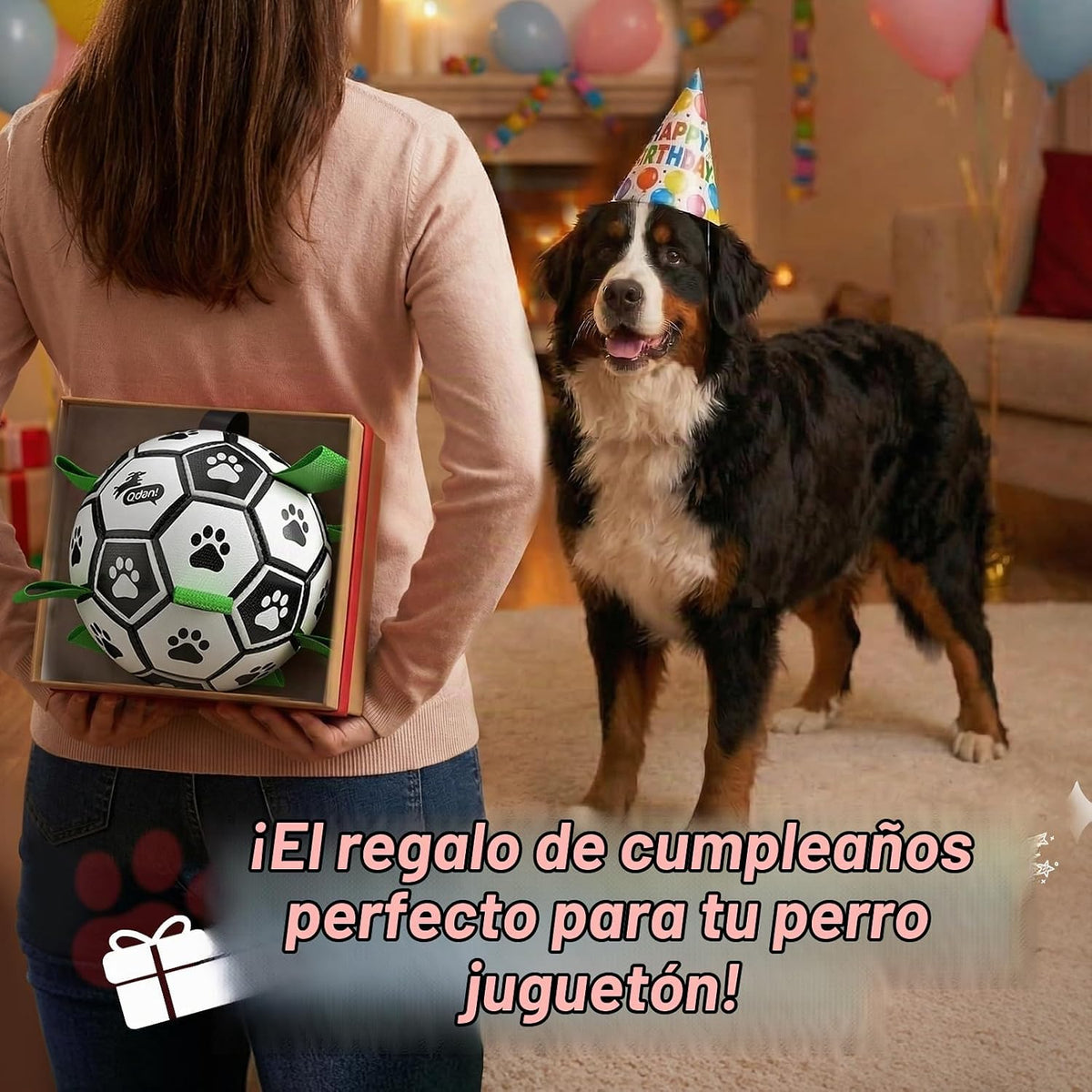 QDAN Balón de fútbol para perros Gaint de 10 pulgadas con correas,...