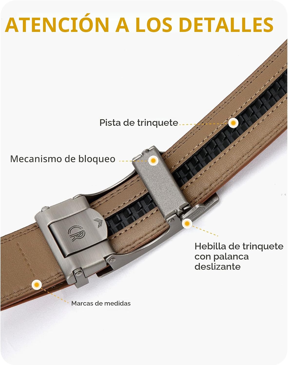 CHAOREN - Cinturón para hombre - Cinturón de trinquete de cuero de...