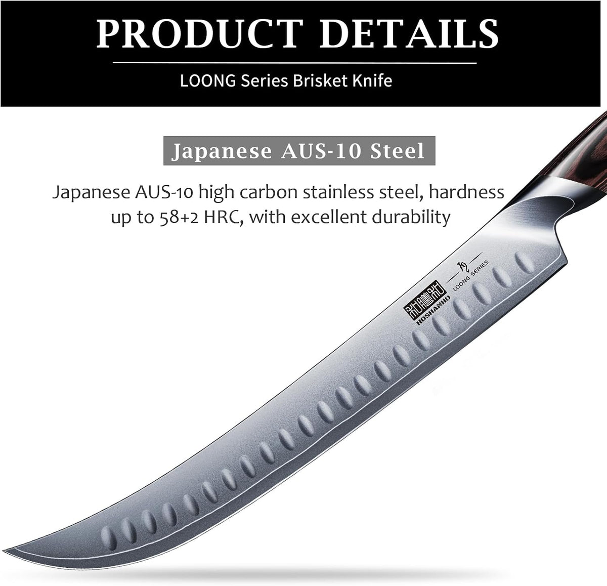 HOSHANHO - Cuchillo de 12 pulgadas para rebanar y tallar de acero j...