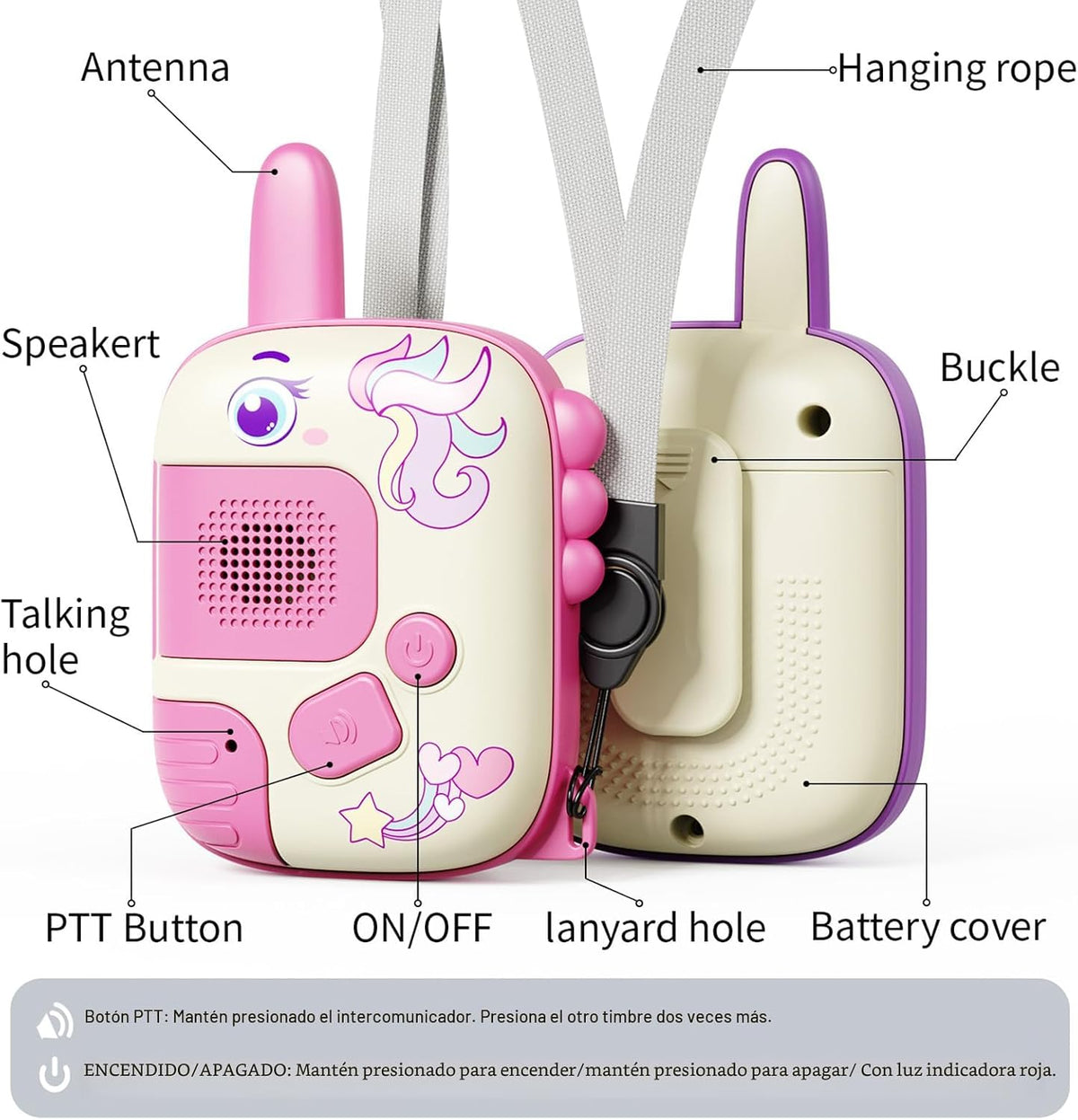 Walkie Talkies Juguetes para niñas: Juguetes de unicornio, paquete...