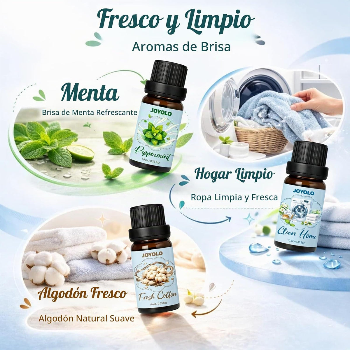 JOYOLO Difusor de aceites esenciales y juego de aceites esenciales,...