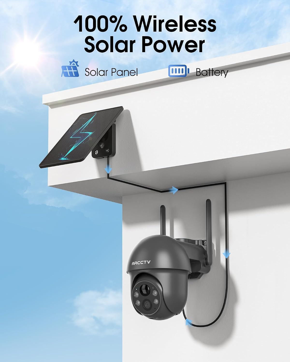 ARCCTV Cámaras de seguridad solares WiFi inalámbricas para exterior...