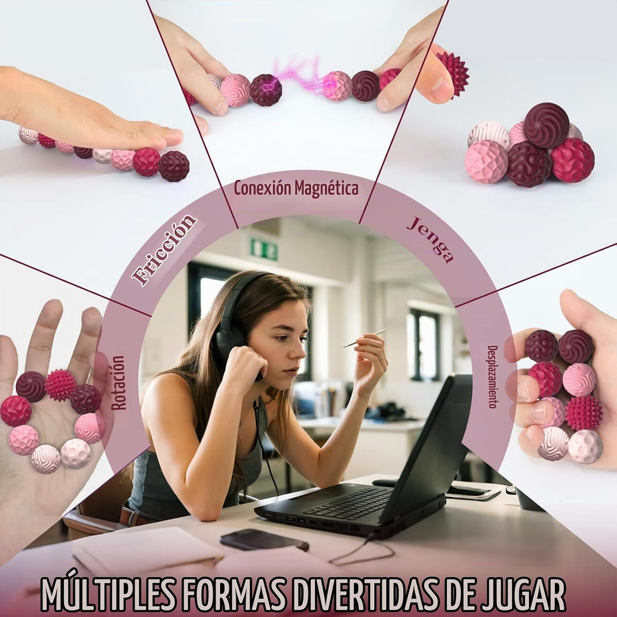 Bolas magnéticas de silicona, juguetes antiestrés para adultos y ad...