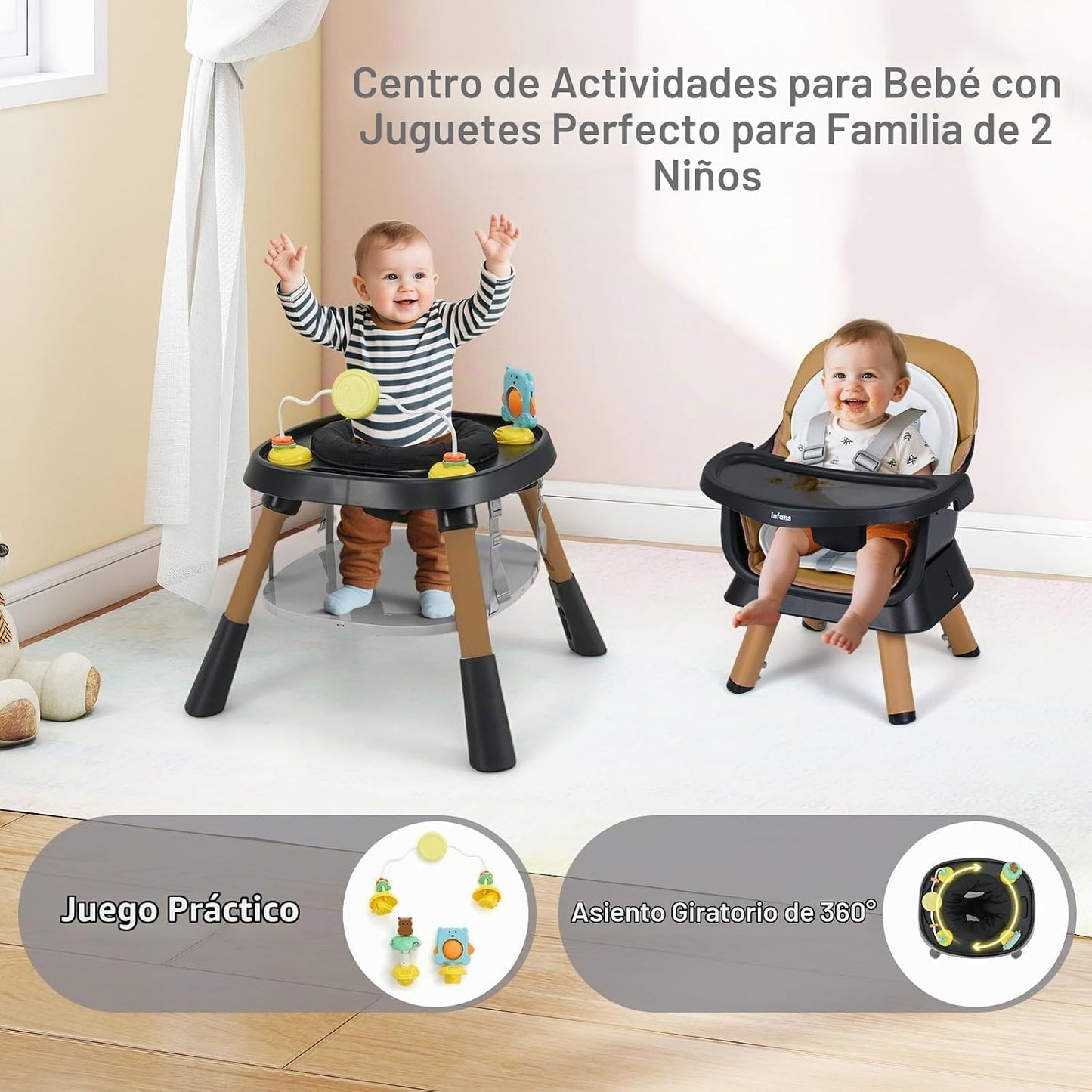 INFANS Silla alta 9 en 1, silla alta convertible para bebés y niños...
