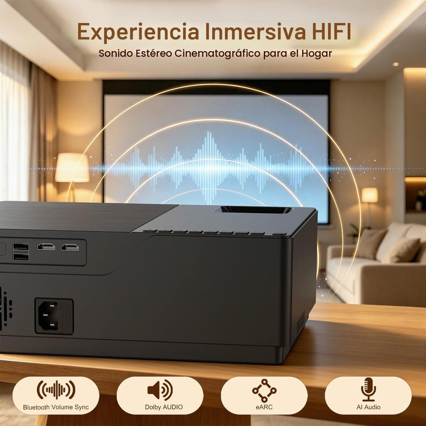 XENPONAD Proyector con WiFi y Bluetooth, soporte 4K Native 1080p Pr...