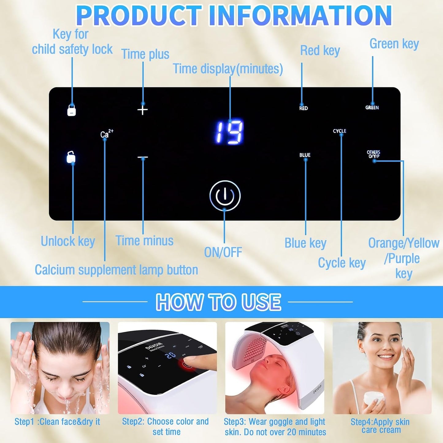 7 colores con cara LED para problemas faciales de SPA Facial Cuerpo...