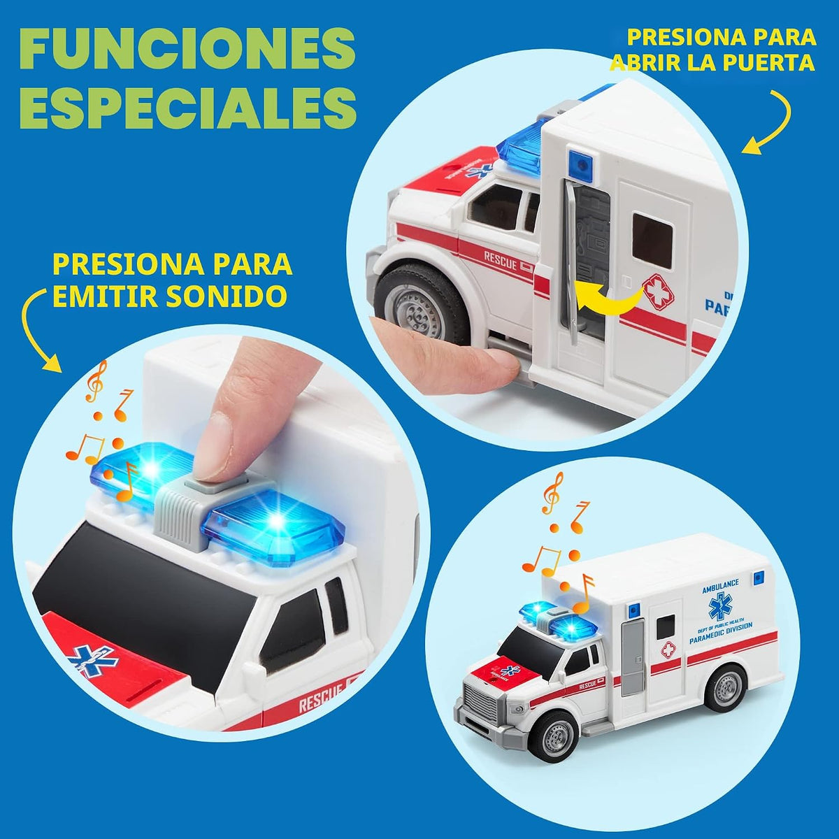 JOYIN Juego de 4 piezas de vehículos de emergencia, vehículos accio...