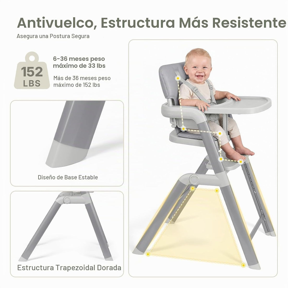 Ezebaby Silla alta para bebés niños pequeños: sillas altas plegable...