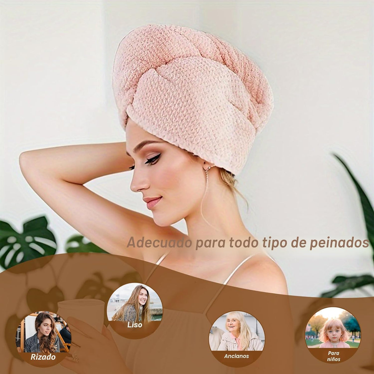 Kldnkig - Toalla de secado de pelo de microfibra suave, paquete de...