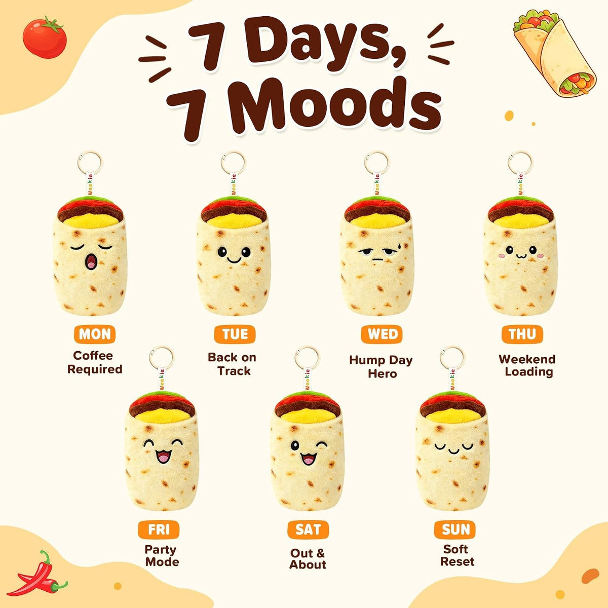 Ausener Weekie Wonders - Soporte emocional de burritos, tortillas d...