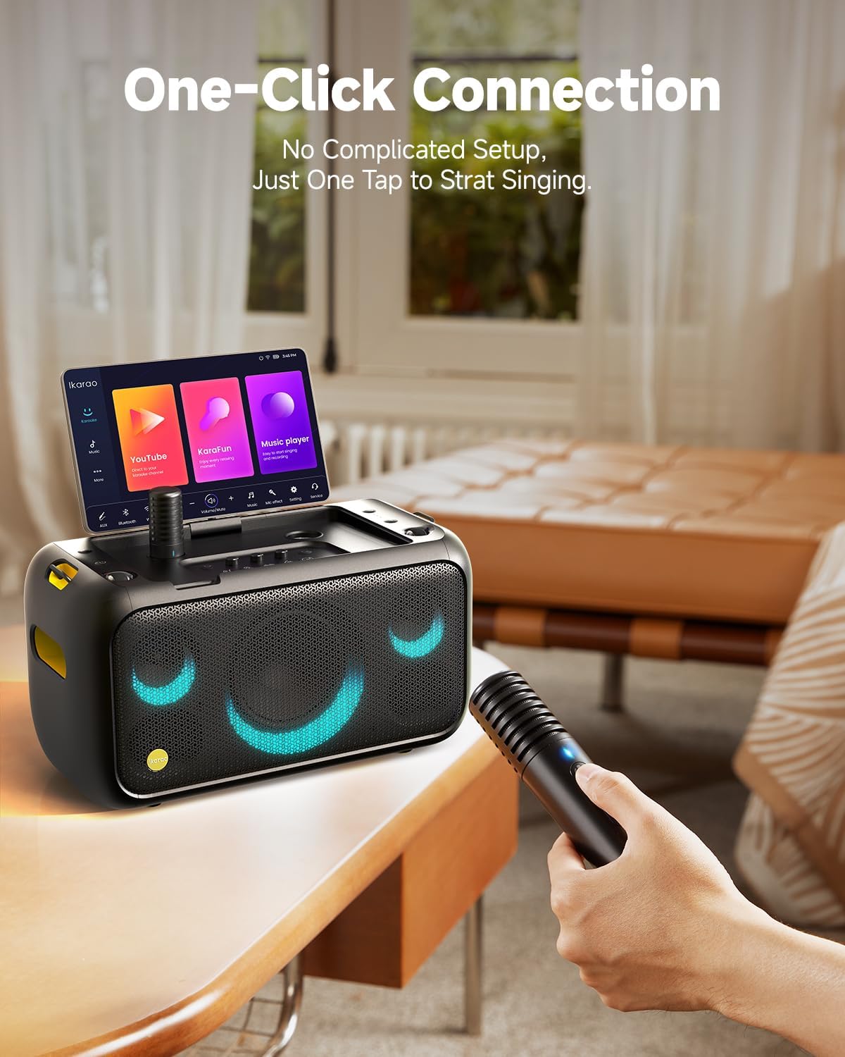 Ikarao Micrófono inalámbrico Bluetooth para máquina de karaoke Brea...