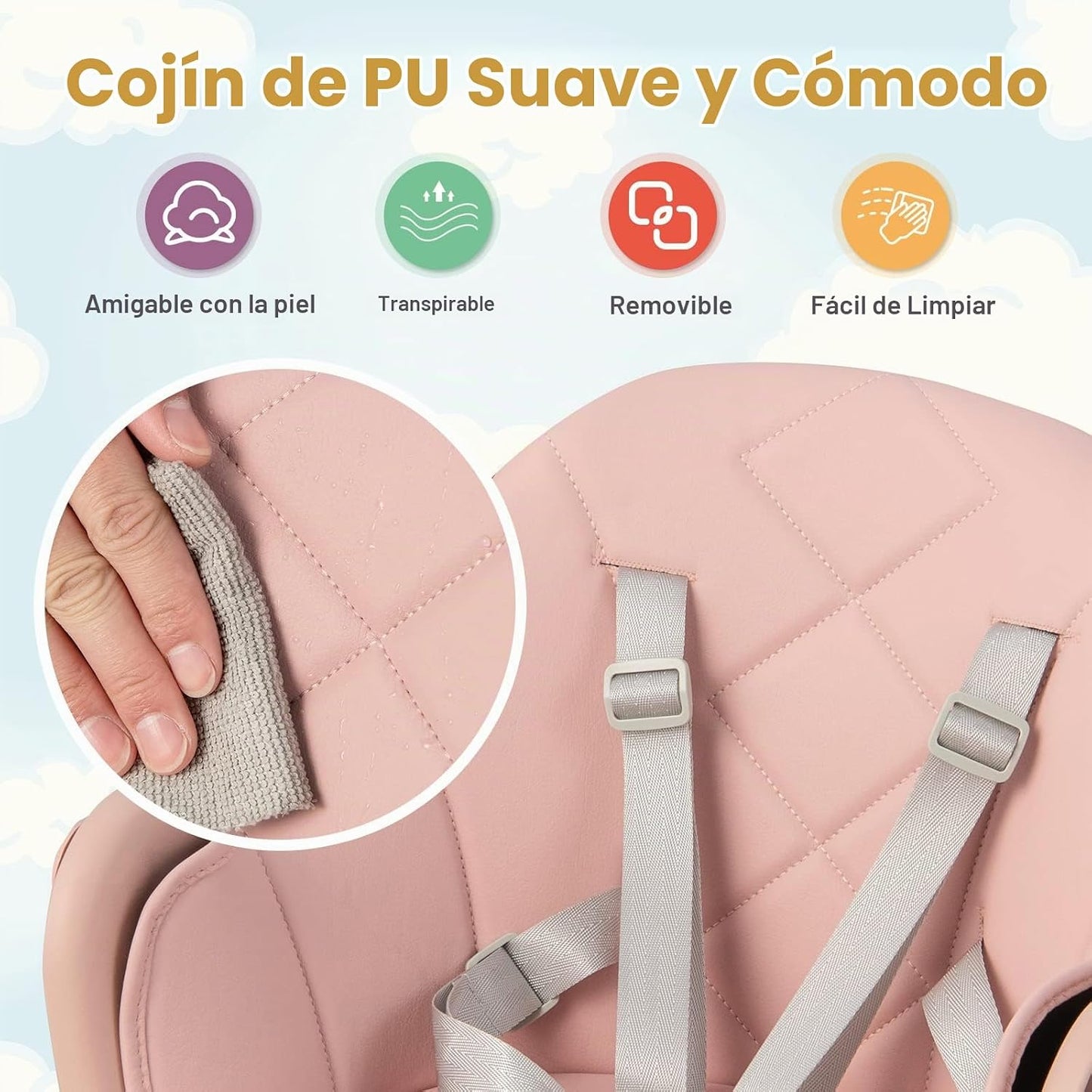 HONEY JOY Silla alta para bebé, silla alta convertible 6 en 1 de ma...