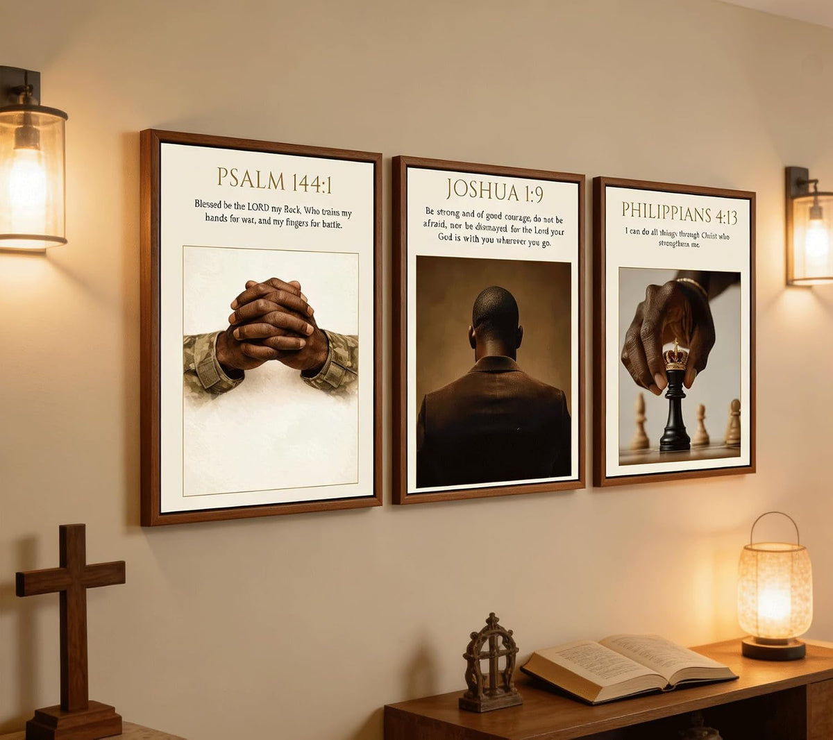 3 pósteres de lienzo cristiano de hombre negro para pared, impresió...
