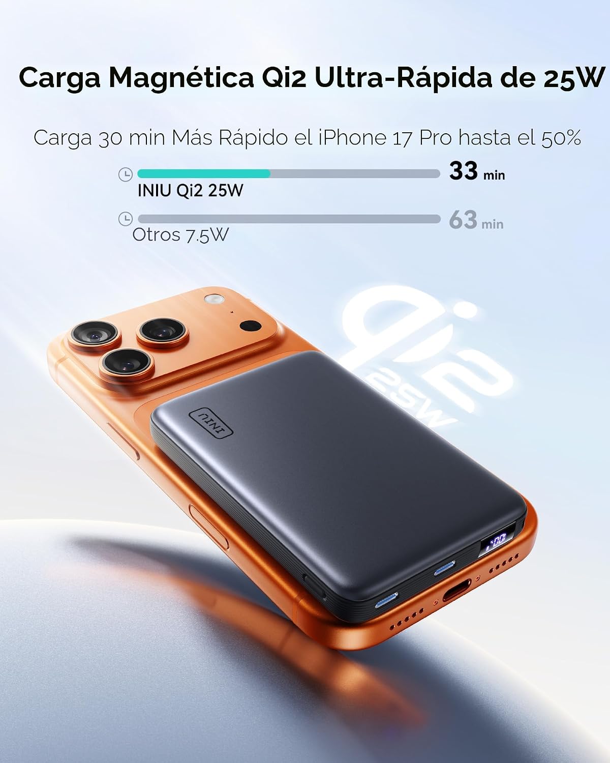 INIU para MagSafe Qi2.2 25W cargador portátil, banco de energía más...