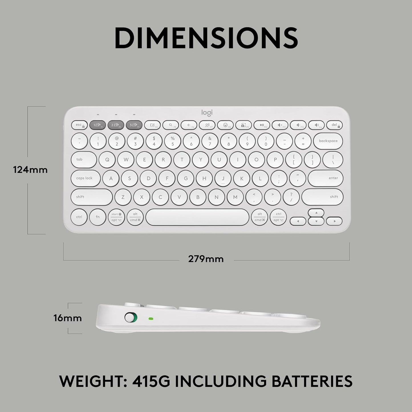 Logitech Pebble Keys 2 K380s Teclado inalámbrico Bluetooth - Blanco...