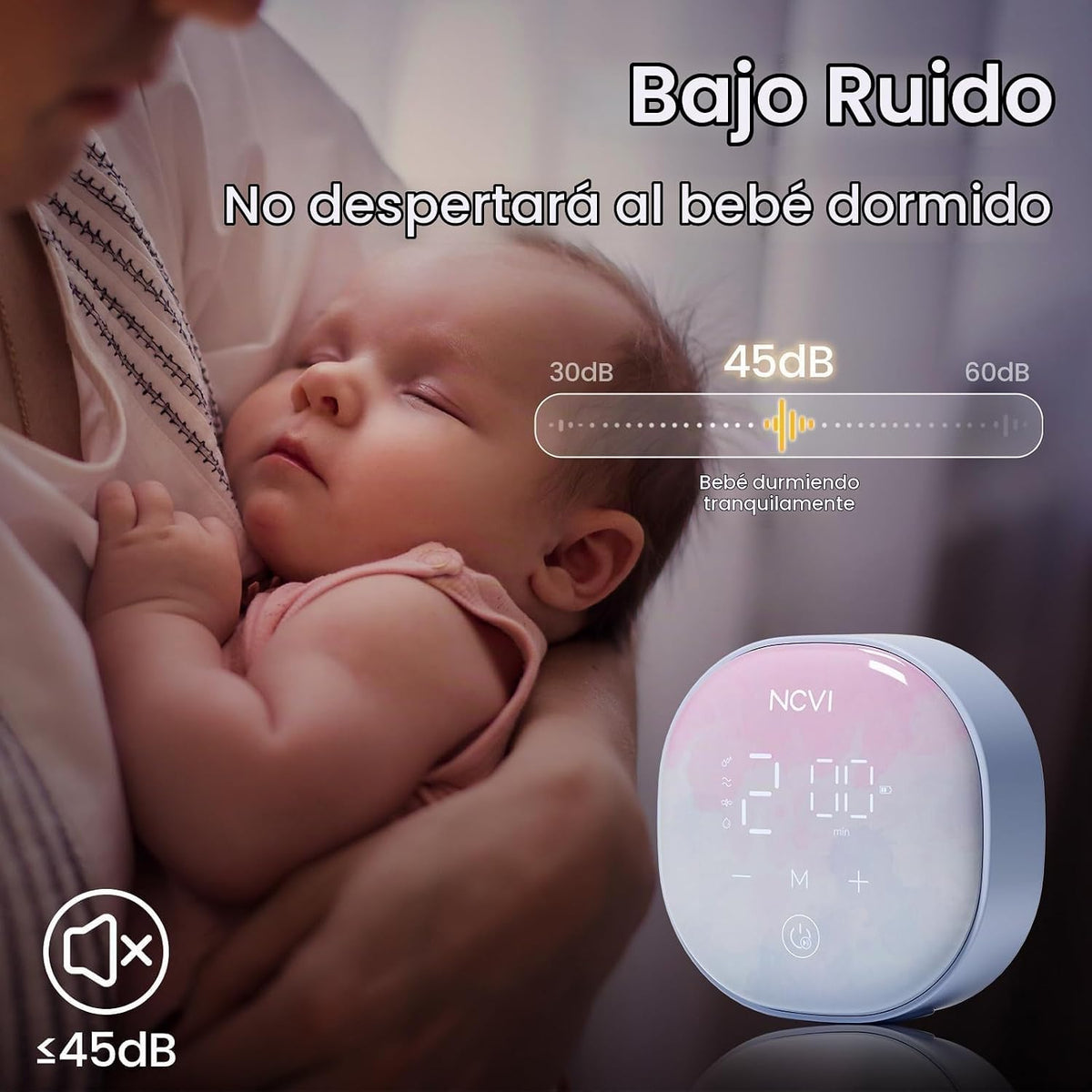 Extractor de leche eléctrico doble NCVI, 4 modos 9 niveles, succión...