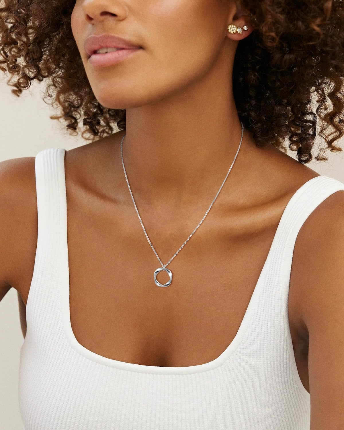 Picuzzy Collares en capas chapados en plata para mujer, collares ap...