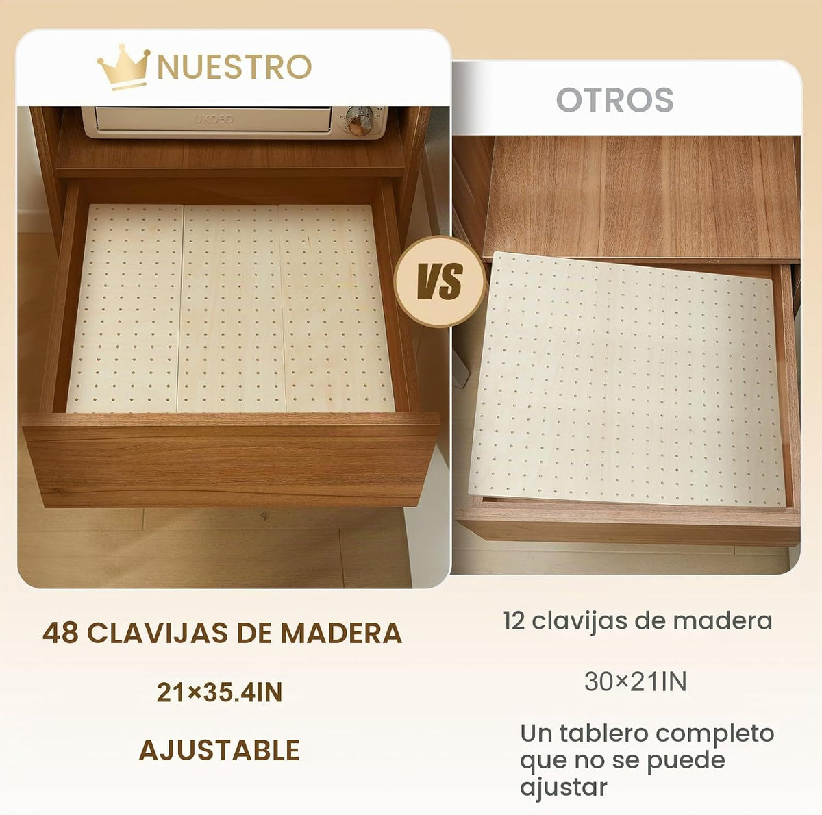 Kigley 6 Piezas Organizador de Cajón de Tablero de Clavijas de Made...