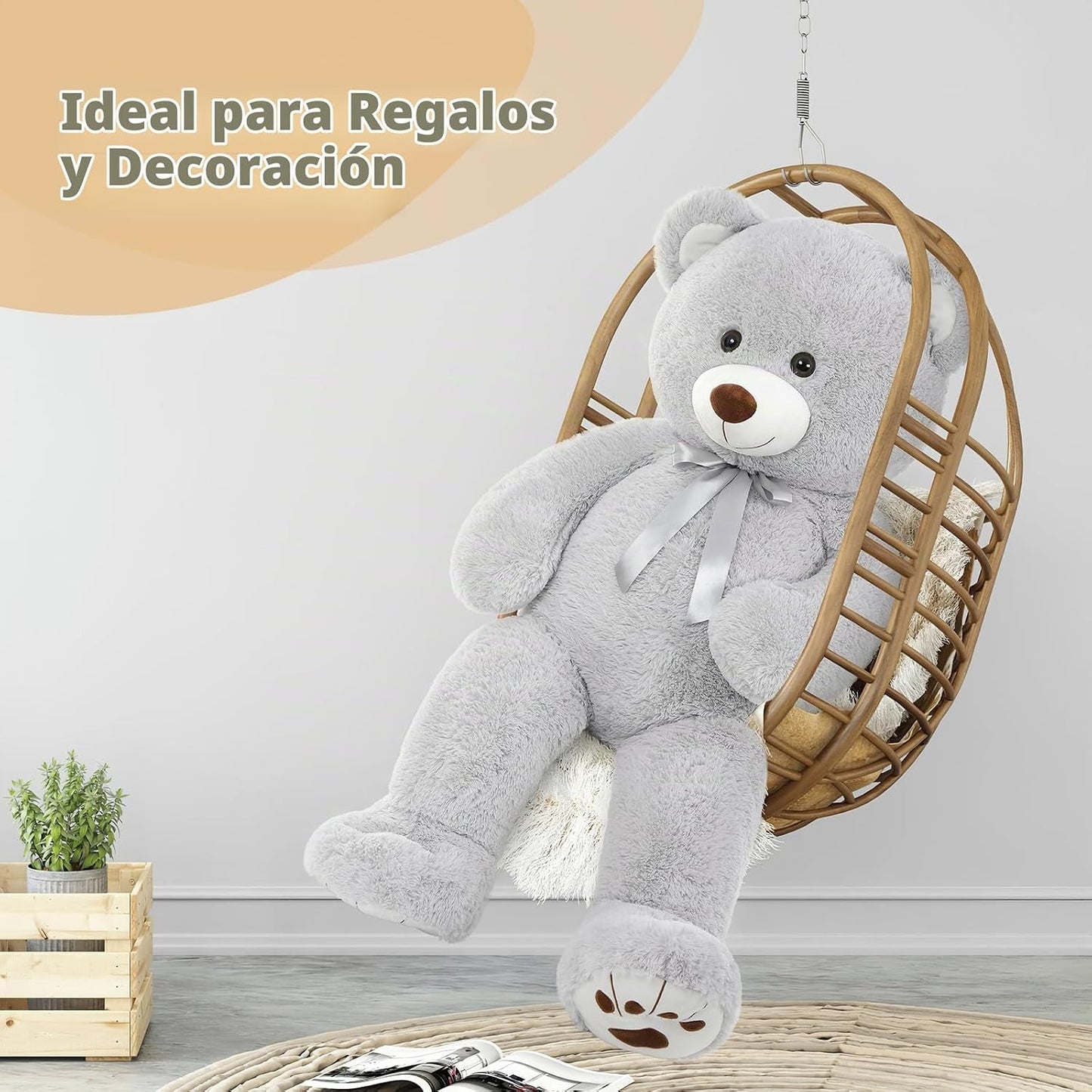 MorisMos - Oso de peluche gigante, 51 pulgadas, color gris | Oso de...