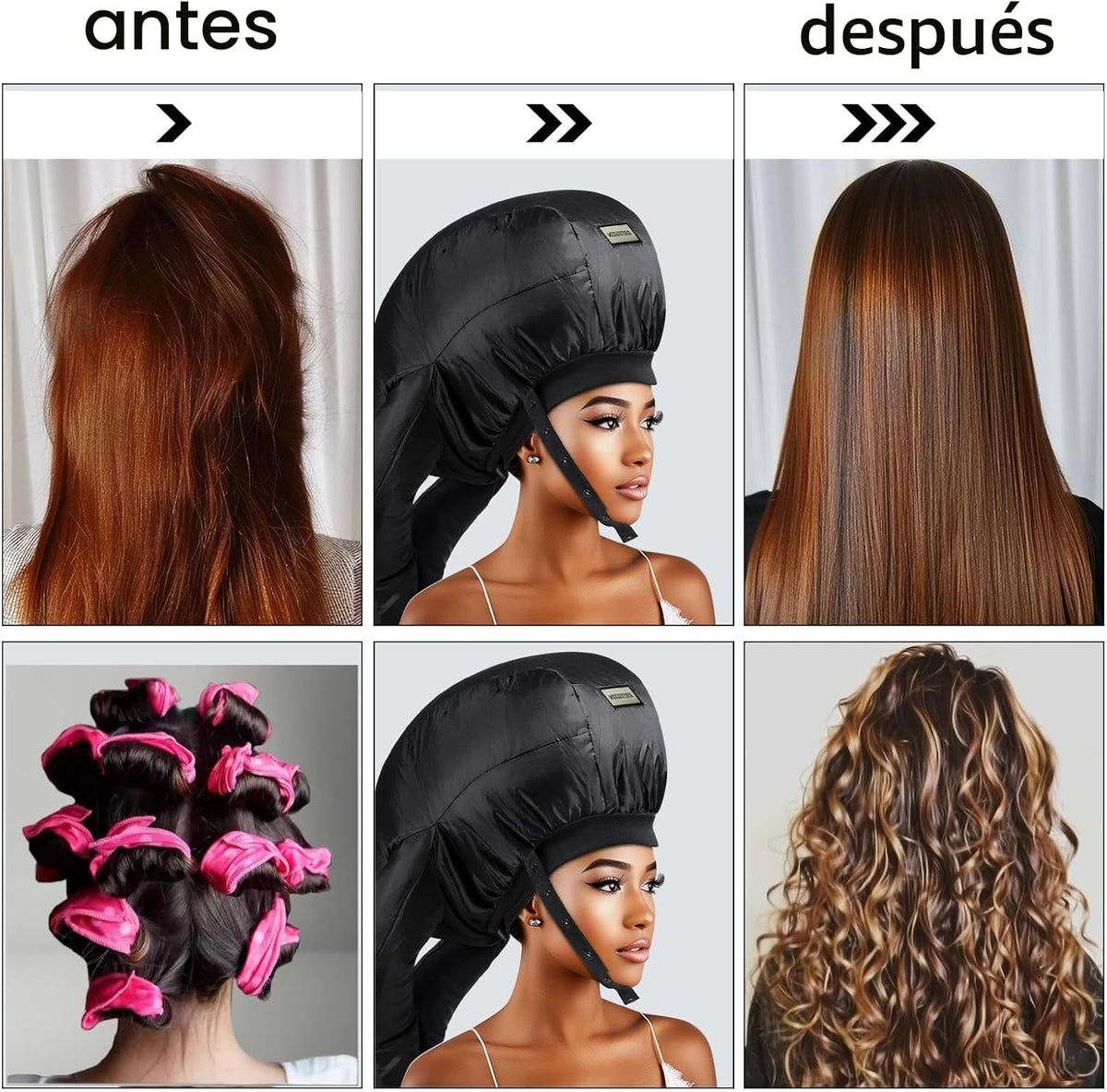 Gorro de secador de pelo con capucha, tubos dobles mejorados, inclu...