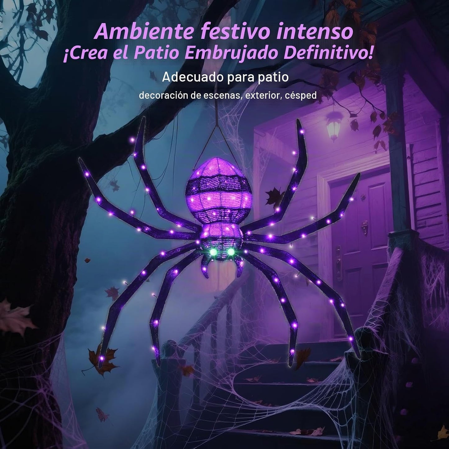 HOYECHI Decoraciones de Halloween para colgar al aire libre, araña...