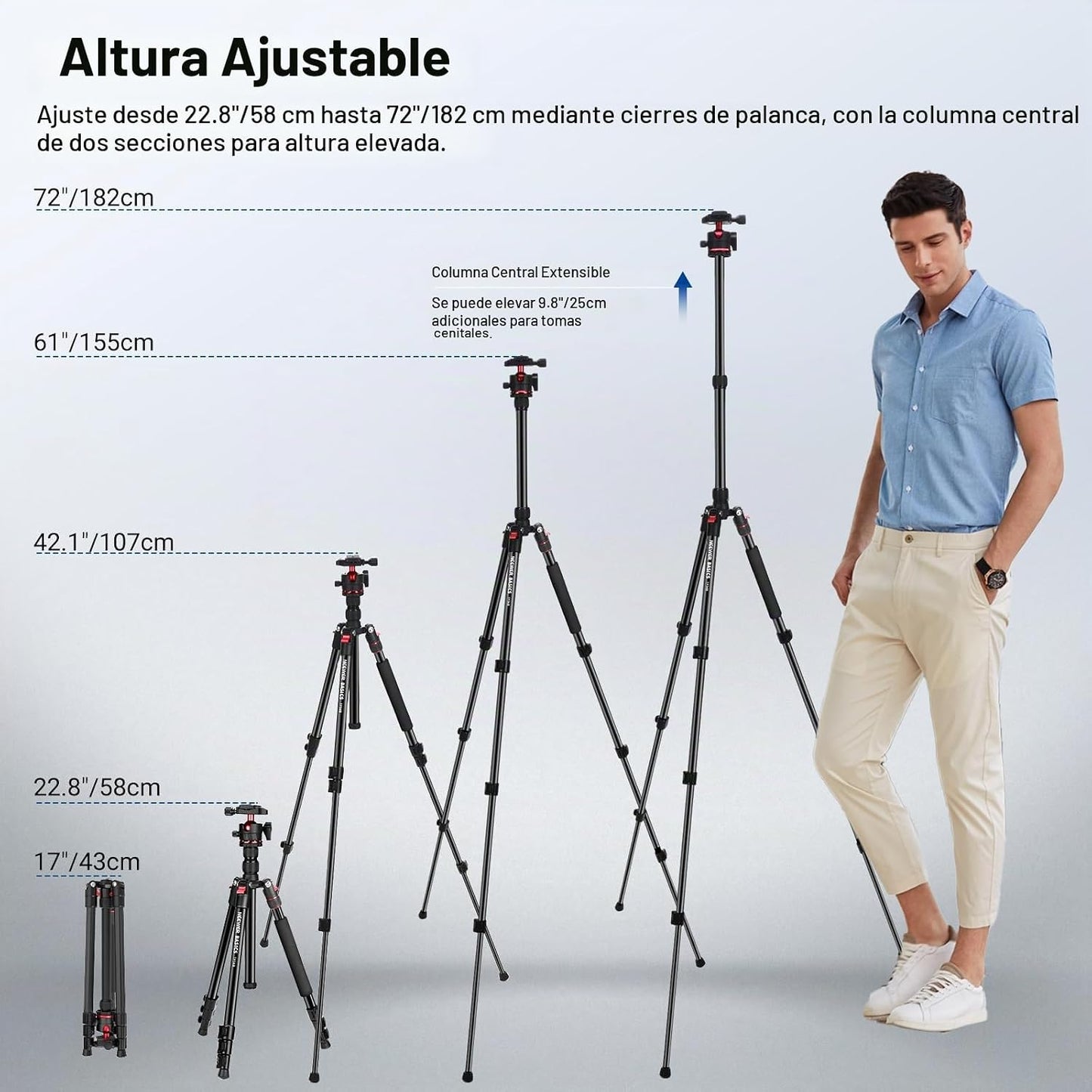 NEEWER Basics - Trípode de viaje de 72 pulgadas\/182 cm para cámara...