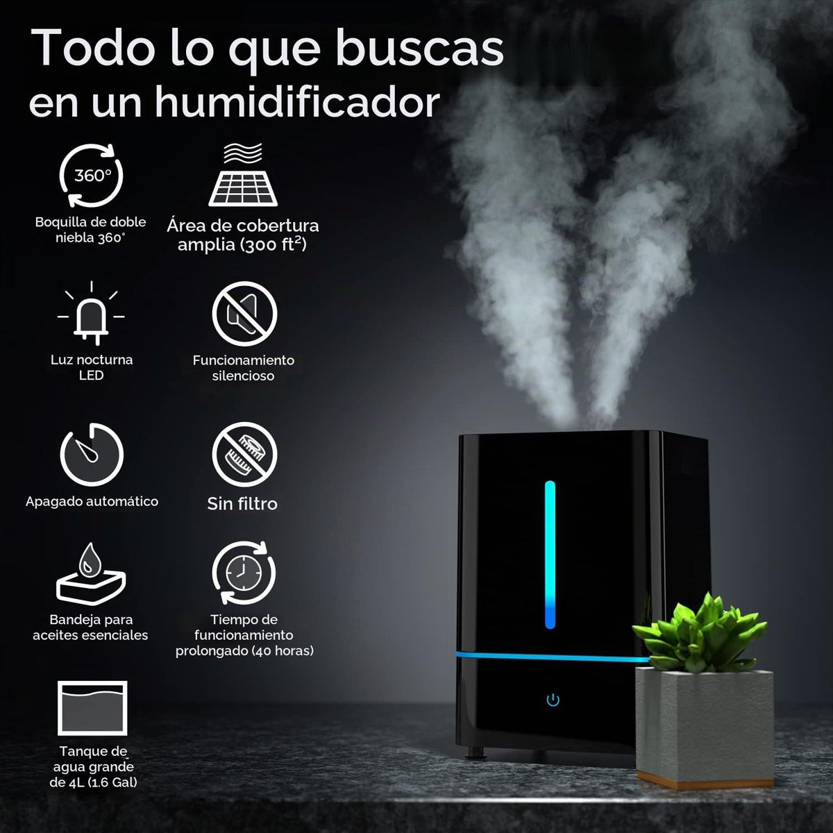 Everlasting Comfort - Humidificadores para dormitorio (4L) \u2013 H...