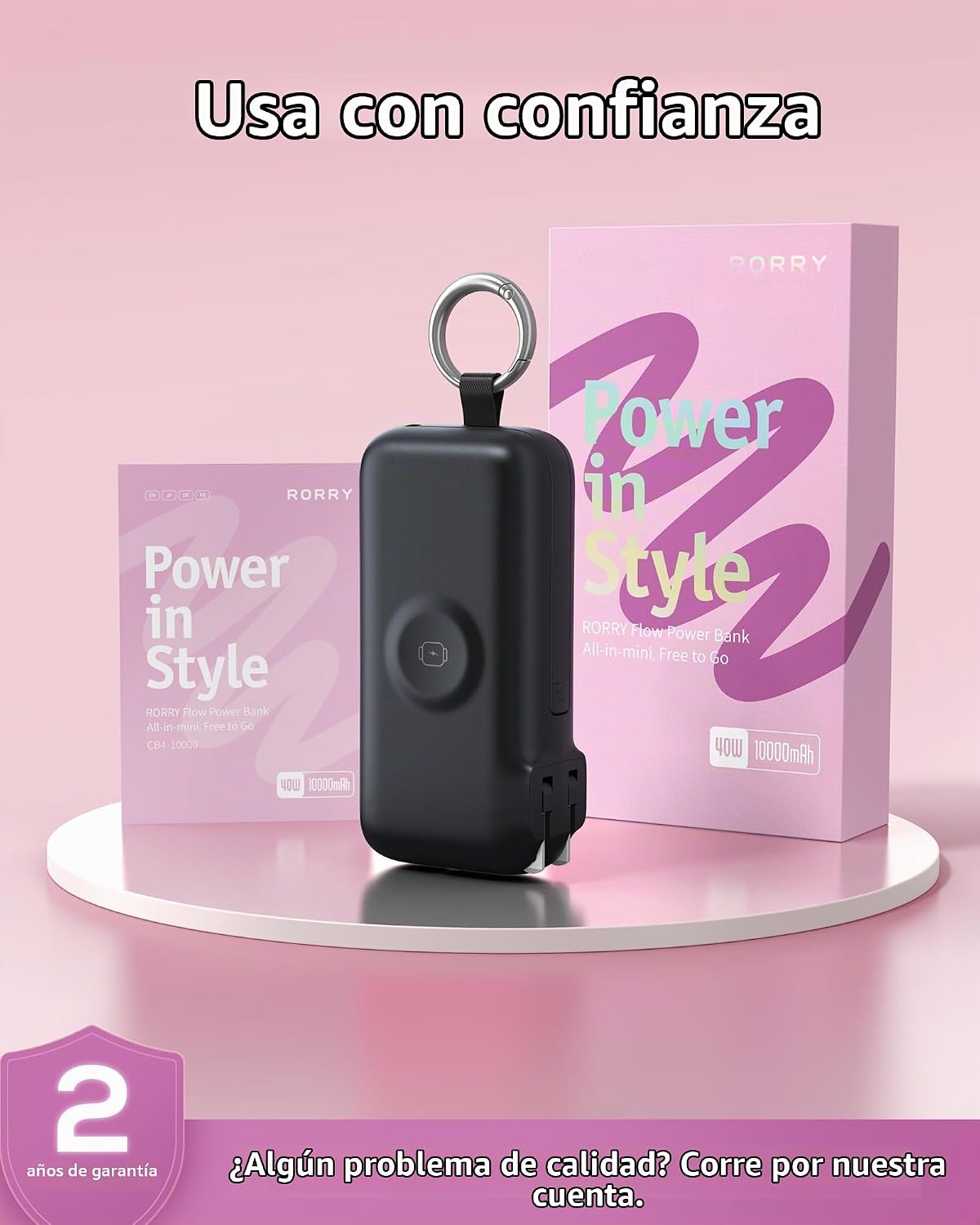 RORRY Cargador portátil de flujo 10000mAh 40W enchufe de pared Banc...