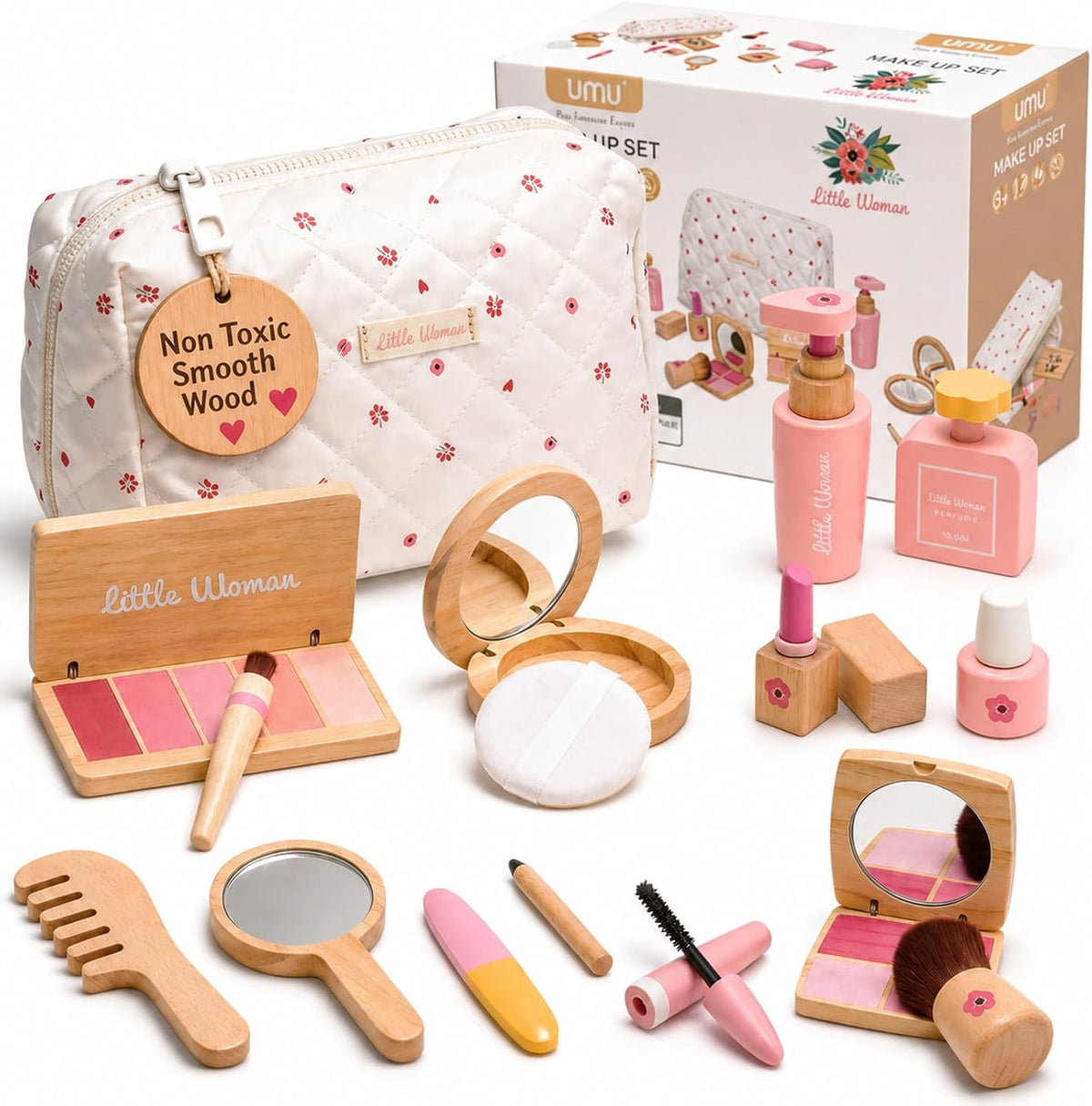 Treasdamic - Juego de juguetes de maquillaje de madera para niñas,...