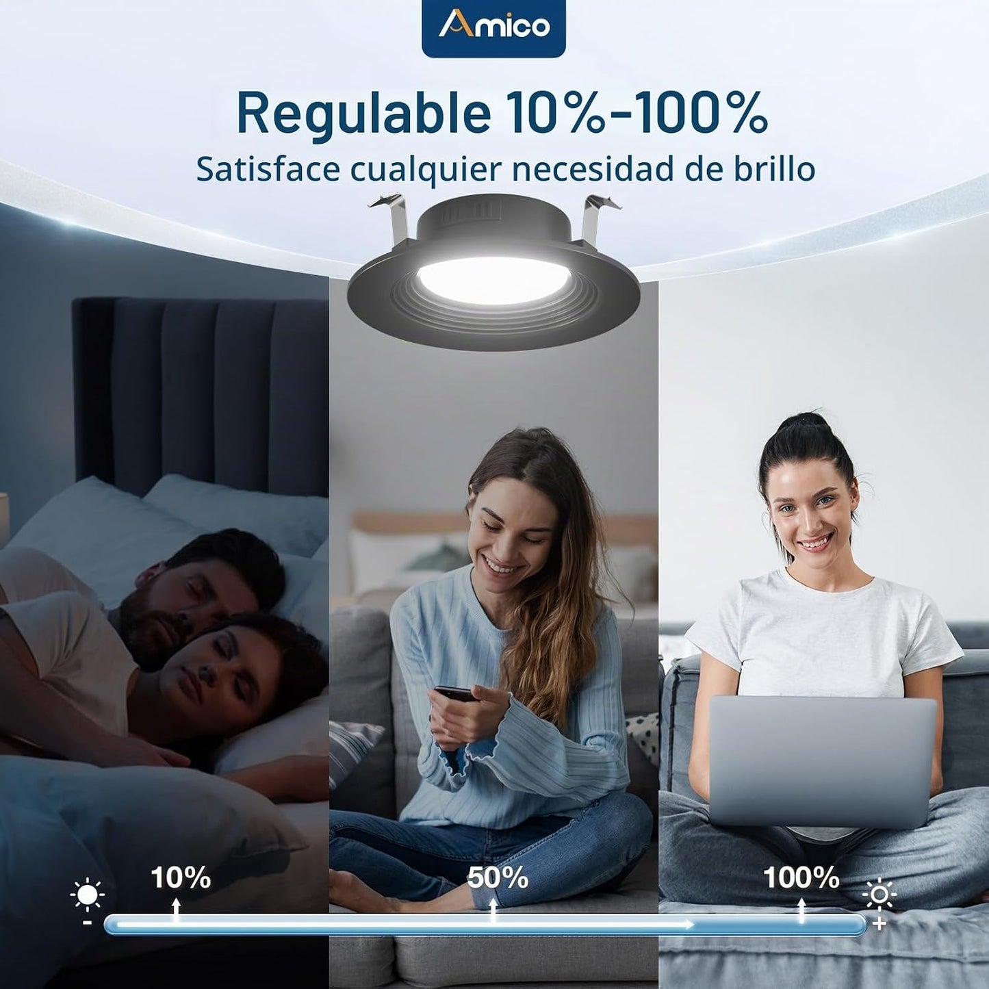 Amico Paquete de 24 luces LED empotrables 5CCT de 4 pulgadas, regul...