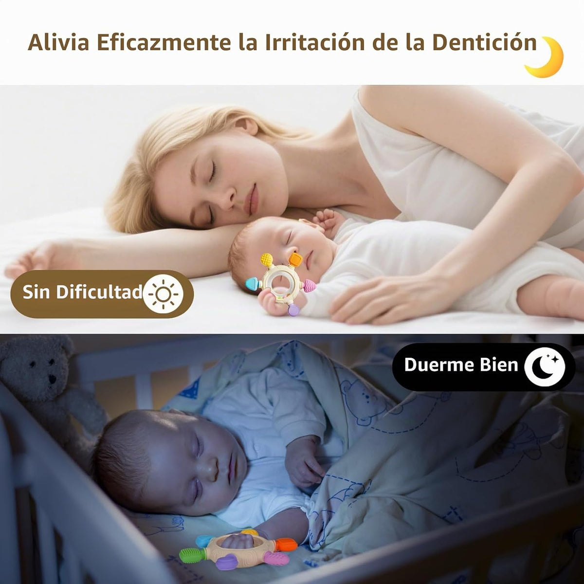 Hooku Mordedores de silicona para bebés de 6 a 12 meses, juguetes d...