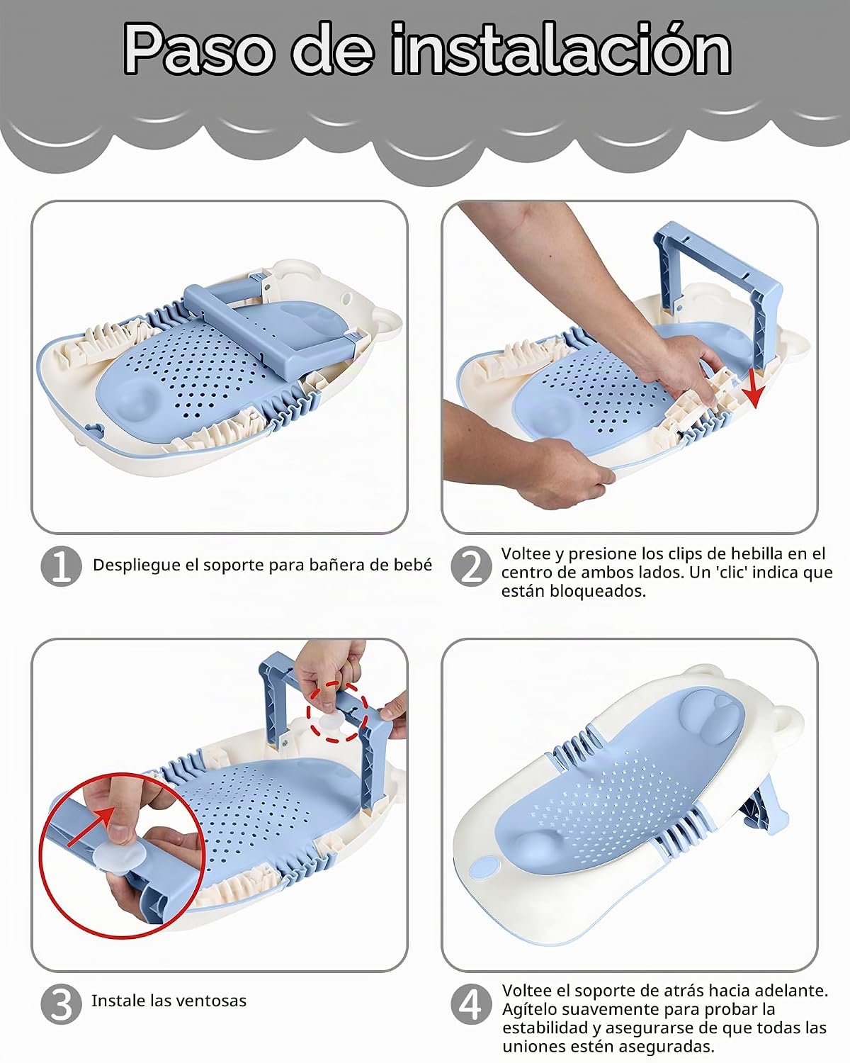 ISELECTOR Soporte de baño plegable para bebé, asiento portátil para...