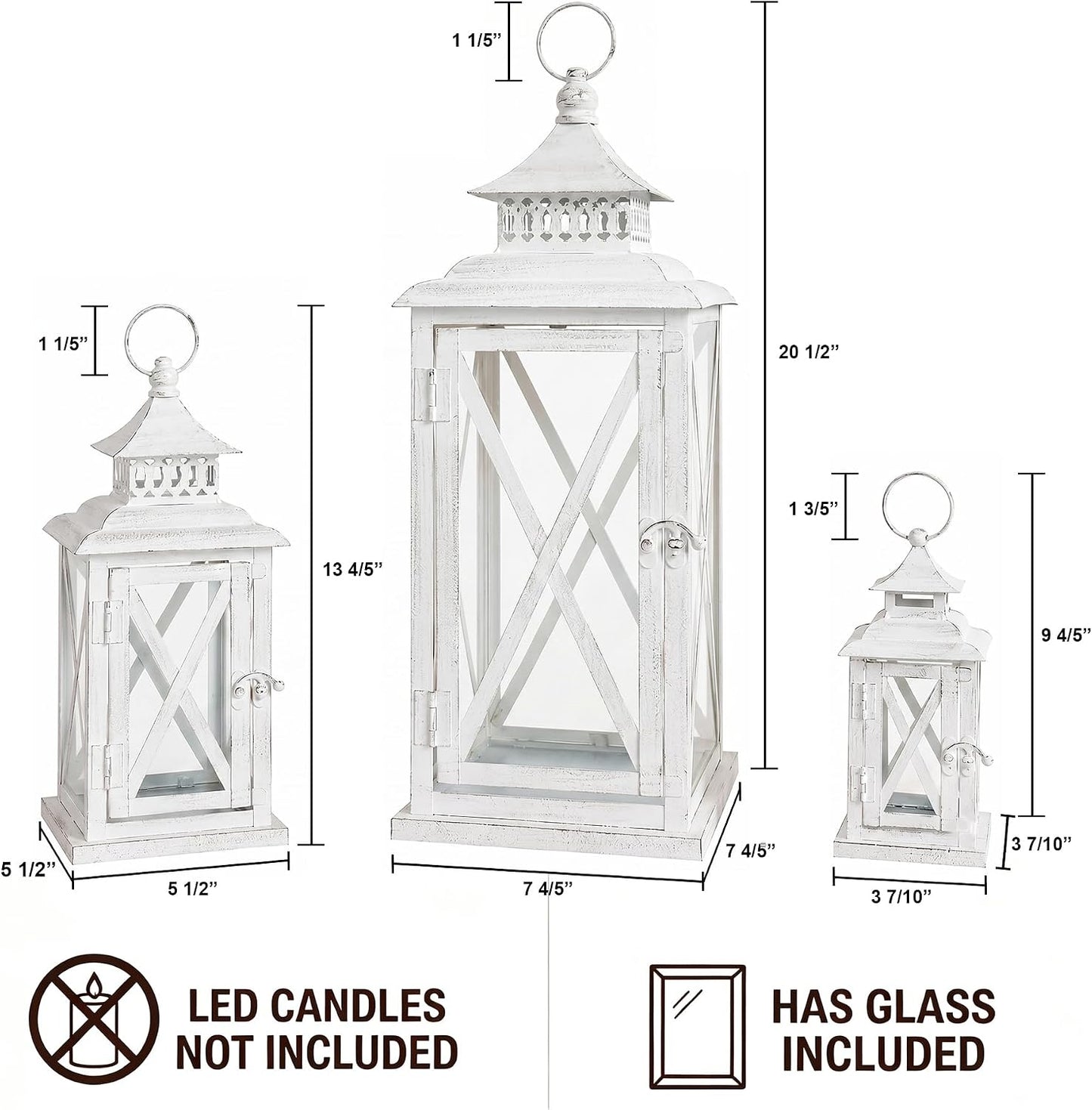 3 faroles decorativos (20 y 13 y 9 pulgadas) para interiores y exte...