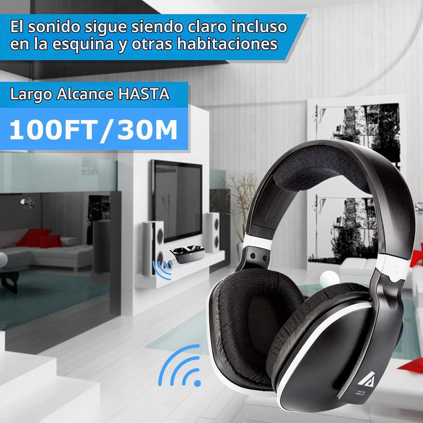 ANSTEN Auriculares inalámbricos para ver televisión, auriculares so...