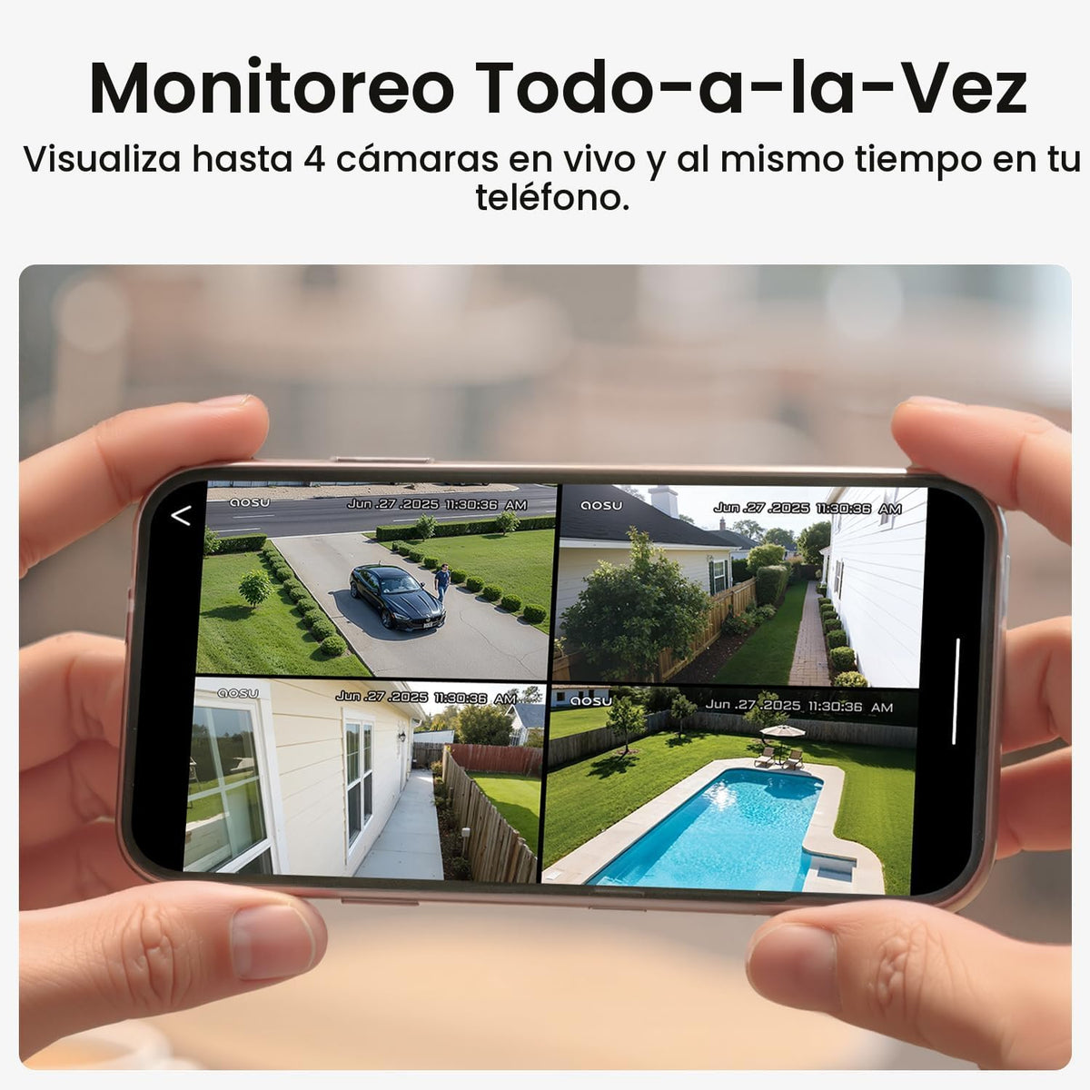 Cámaras de seguridad aosu al aire libre inalámbricas, kit de 4 cáma...