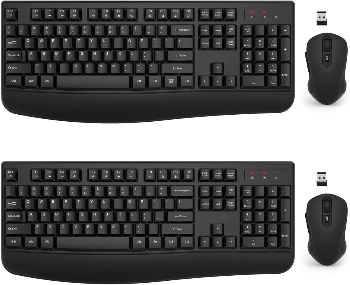 Combo de teclado y mouse inalámbricos, EDJO, teclado ergonómico de...